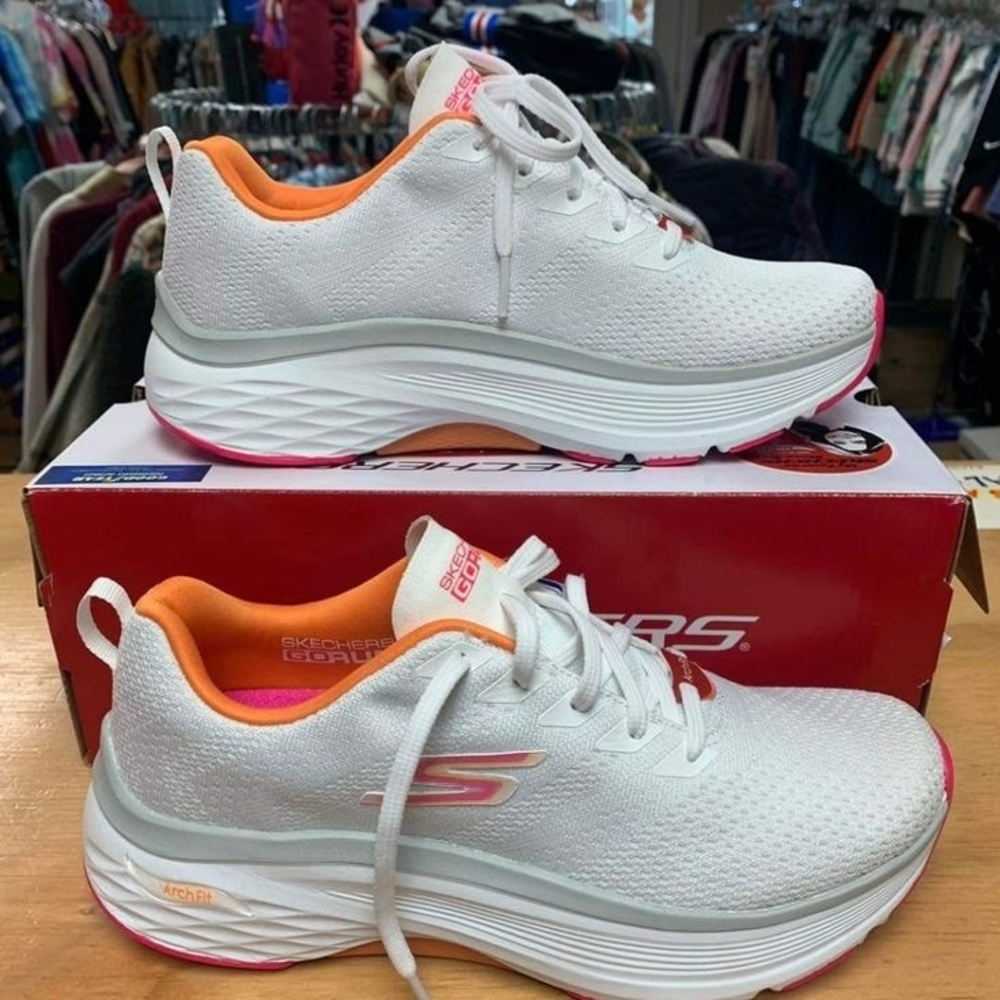 Skechers White and Orange Sneakers with Sleek Design